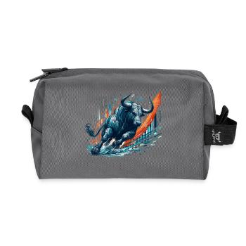 Finance Actions Taureau Taureau Wall Street Cadeau - Trousse de toilette en tissu recyclé - anthracite - Devant