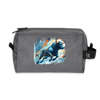 Finance Actions Taureau Taureau Wall Street Cadeau - Trousse de toilette en tissu recyclé - anthracite - Devant