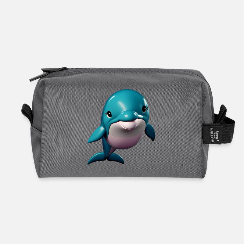 Delphin Mädchen - Recycelte Kulturtasche - Anthrazit