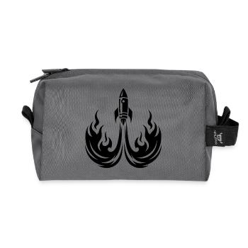 Launching spaceship in fire flames - Recycled Toiletry Zip Bag - anthracite - Front