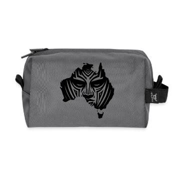 Le continent australien avec le visage - Trousse de toilette en tissu recyclé - anthracite - Devant