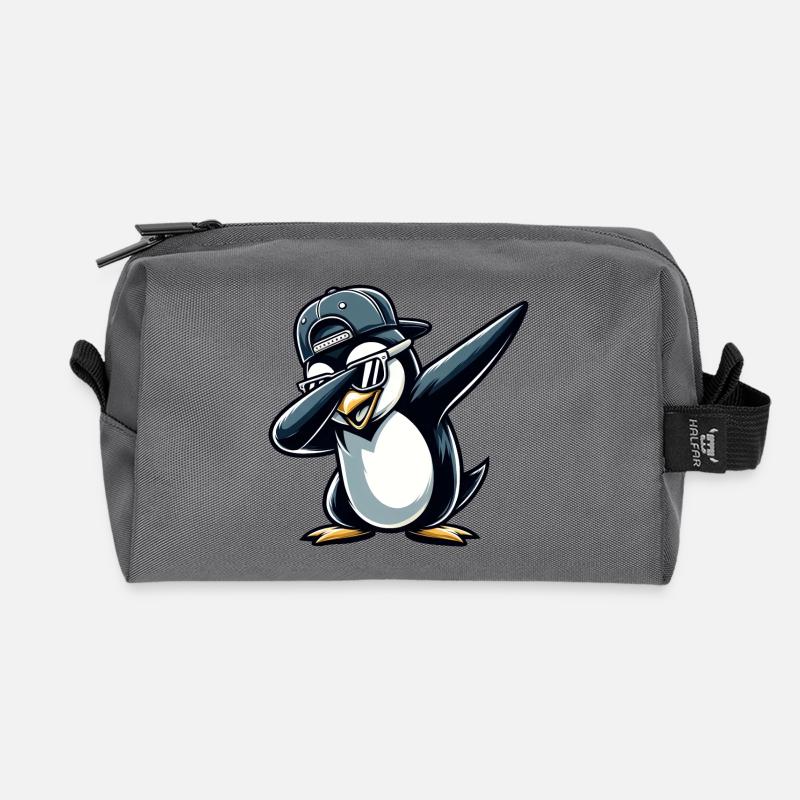 Cooler Pinguin Dabbing - Recycelte Kulturtasche - Anthrazit