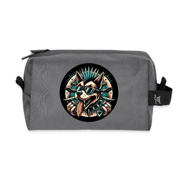 Punk Dog - Recycled Toiletry Zip Bag - anthracite - Front
