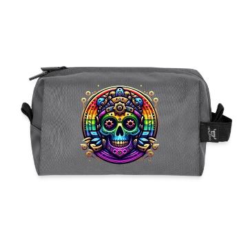 Metallic Rainbow Skull 2 - Recycled Toiletry Zip Bag - anthracite - Front