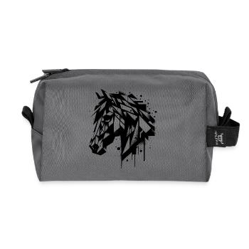 Geometrisch Vintage Pferdekopf Porträt - Recycelte Kulturtasche - Anthrazit - Vorne