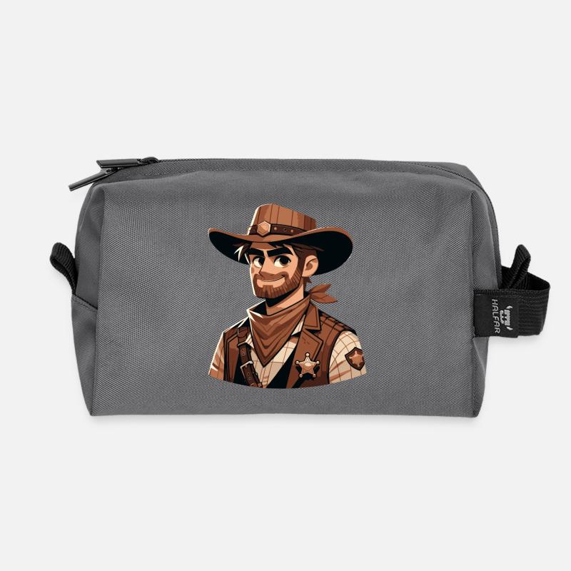 Cartoon Sheriff - Recycled Toiletry Zip Bag - anthracite