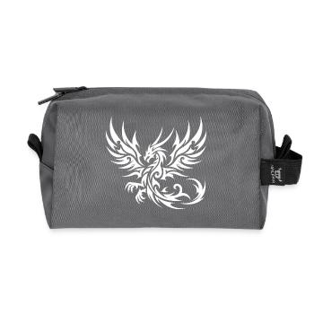 Eleganter Tribal Tattoo Drache mit Flügeln - Recycelte Kulturtasche - Anthrazit - Vorne