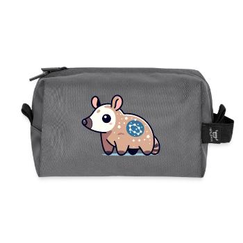 Sternflecken-Opossum: Kosmischer Sammler - Recycelte Kulturtasche - Anthrazit - Vorne
