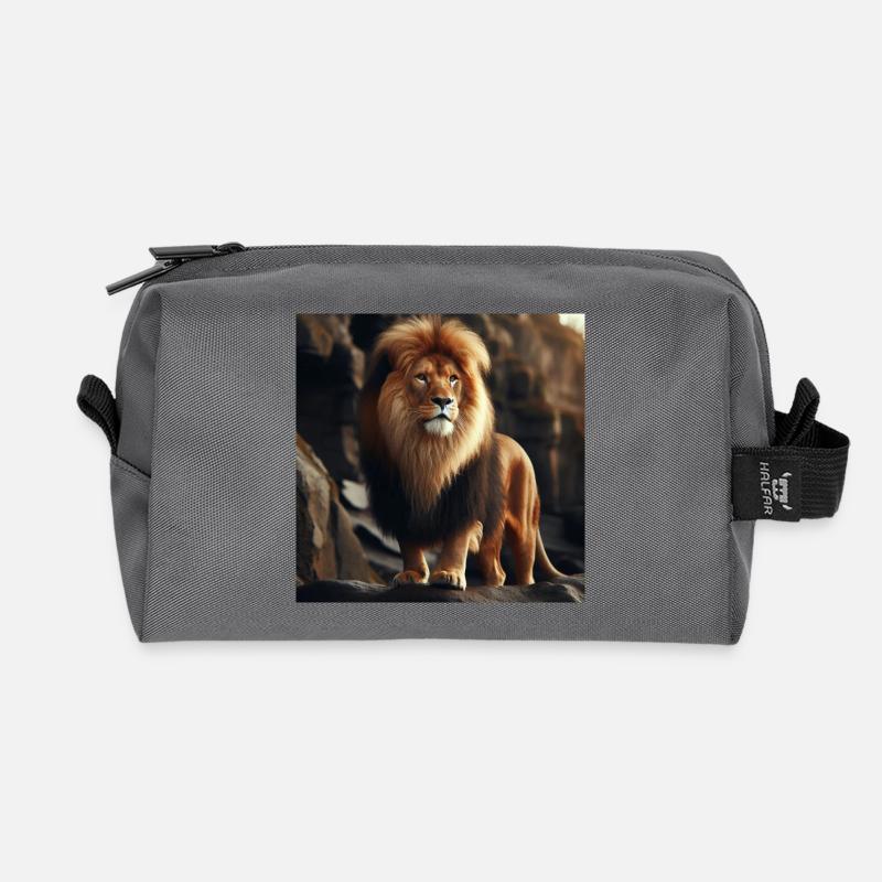 Löwe - Recycelte Kulturtasche - Anthrazit