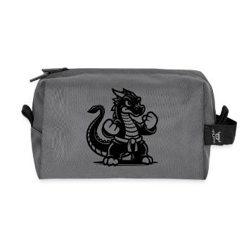 Sporty Karate Dragon Cartoon Style - Recycled Toiletry Zip Bag - anthracite - Front