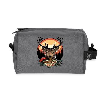 Hirsch Ramen Japan Hirsche Reh Retro Vintage - Recycelte Kulturtasche - Anthrazit - Vorne