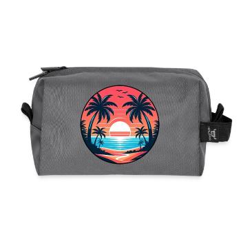 Vacances Été Soleil Plage Palmiers Coucher de soleil - Trousse de toilette en tissu recyclé - anthracite - Devant