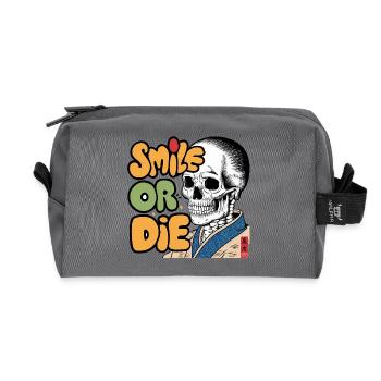 Skeletor with Optimistic Message - Recycled Toiletry Zip Bag - anthracite - Front