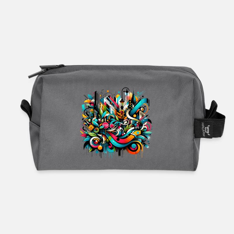 dynamische Graffiti-Illustration Urban Art - Recycelte Kulturtasche - Anthrazit