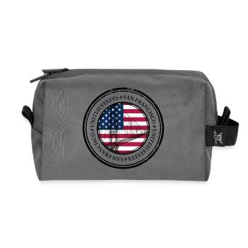 Brückenskizze über Kreis der amerikanischen Flagge - Recycelte Kulturtasche - Anthrazit - Vorne
