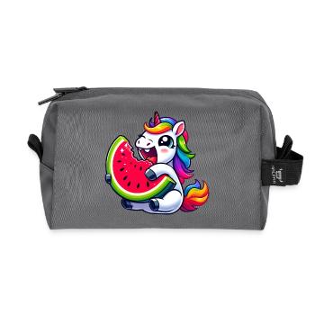 Einhorn Wassermelone Sommerdesign - Recycelte Kulturtasche - Anthrazit - Vorne