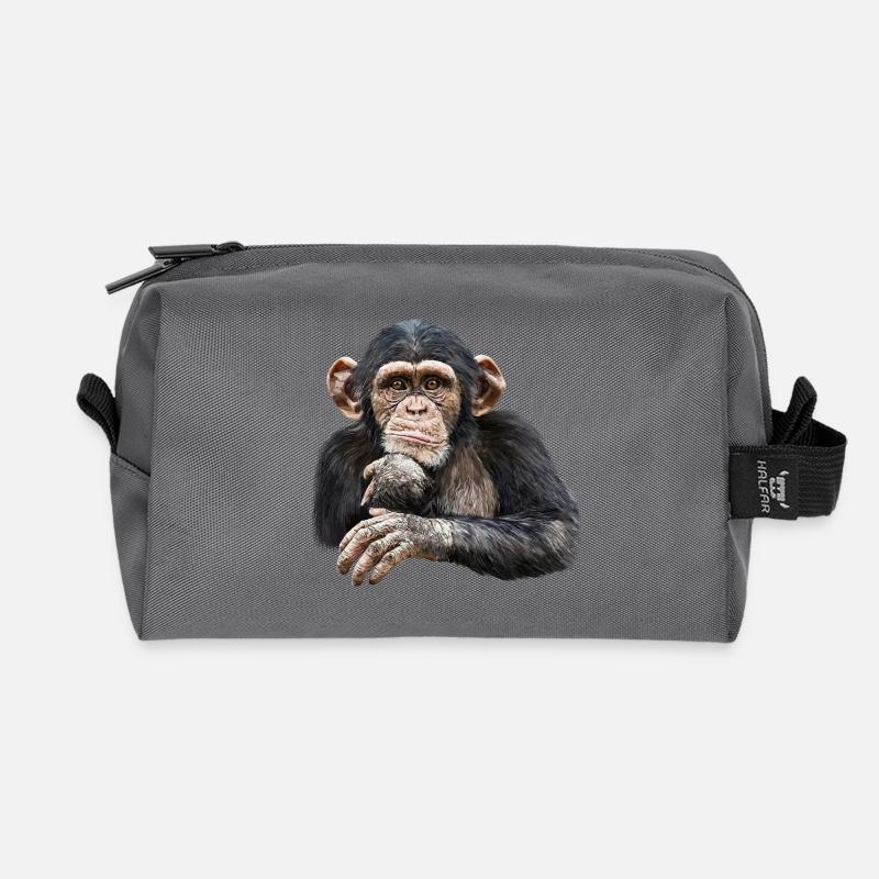 Schimpanse - Recycelte Kulturtasche - Anthrazit
