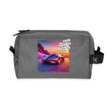 AFFICHE Dicton porte-bonheur | Voiture futuriste - Trousse de toilette en tissu recyclé - anthracite - Devant
