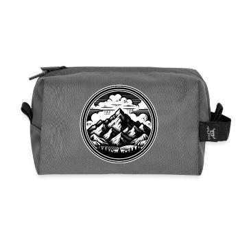 High mountains in the background, surrounded by clouds - Recycled Toiletry Zip Bag - anthracite - Front
