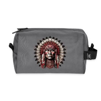 Peau rouge amérindienne américaine - Trousse de toilette en tissu recyclé - anthracite - Devant