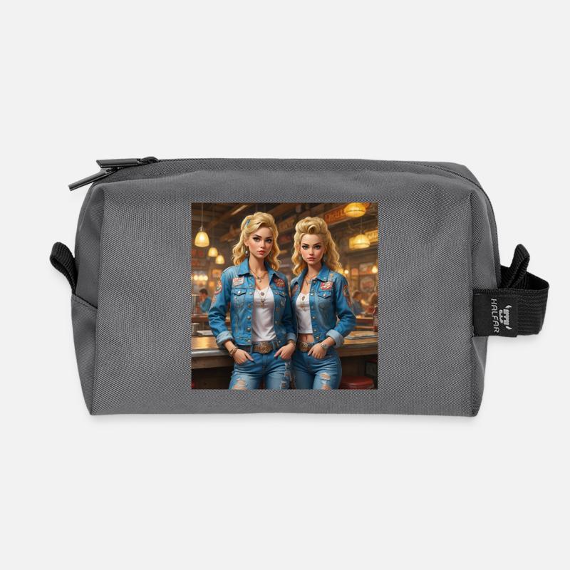 Diner Denim Duette - Recycelte Kulturtasche - Anthrazit