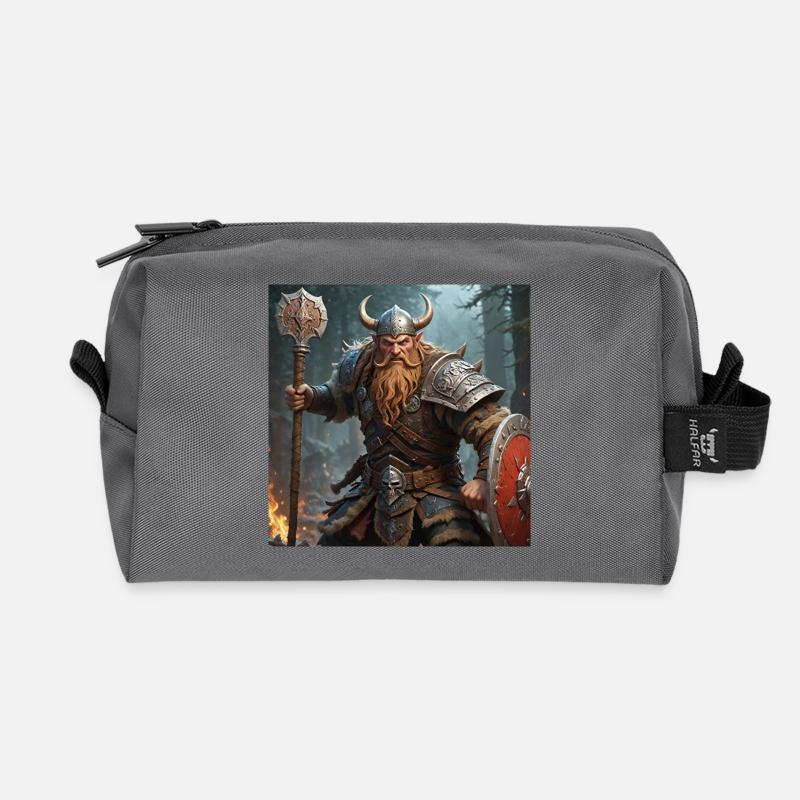 Nordischer Krieger mit Axt und Schild - Recycelte Kulturtasche - Anthrazit