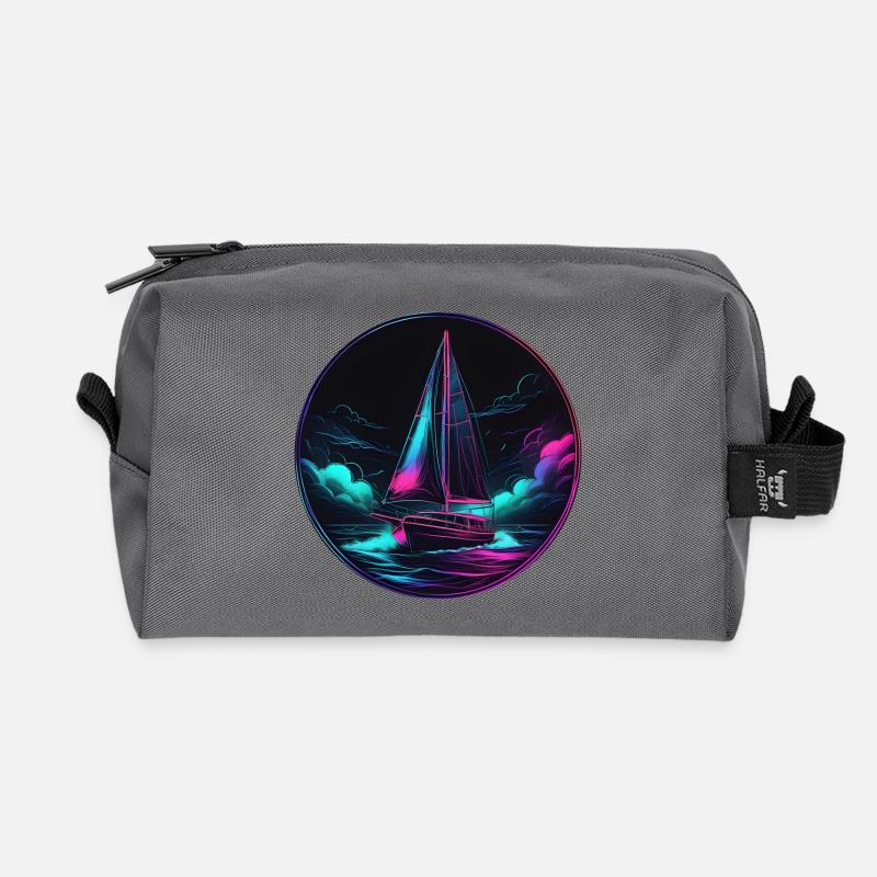 Neon Segelboot Kreis - Recycelte Kulturtasche - Anthrazit