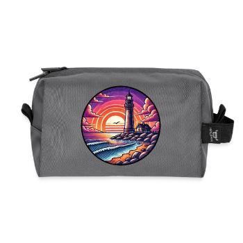 Lighthouse Sunset Ocean Sea - Recycled Toiletry Zip Bag - anthracite - Front