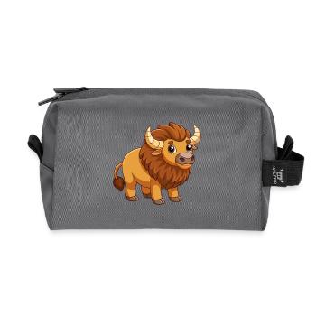 Bison Cute Mascot Cartoon Character Kawaii - Recycled Toiletry Zip Bag - anthracite - Front