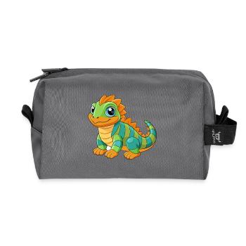 Iguana Cute Mascot Cartoon Character Kawaii - Recycled Toiletry Zip Bag - anthracite - Front