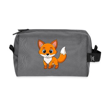 Fox Cute Mascot Cartoon Character Kawaii - Recycled Toiletry Zip Bag - anthracite - Front