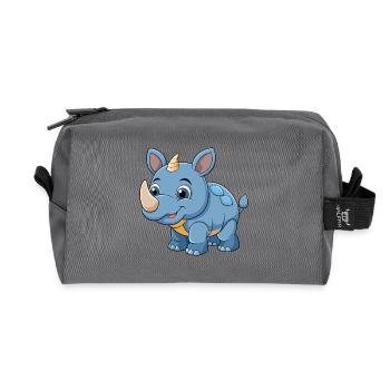 Rhino Cute Mascot Cartoon Character Kawaii - Recycled Toiletry Zip Bag - anthracite - Front
