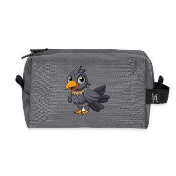Crow Cute Mascot Cartoon Character Kawaii - Recycled Toiletry Zip Bag - anthracite - Front