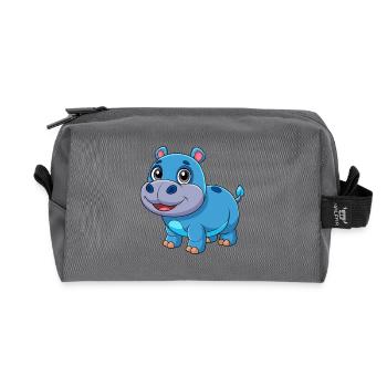 Hippo Cute Mascot Cartoon Character Kawaii - Recycled Toiletry Zip Bag - anthracite - Front