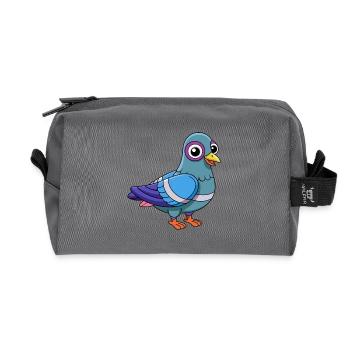 Pigeon Cute Mascot Cartoon Character Kawaii - Recycled Toiletry Zip Bag - anthracite - Front