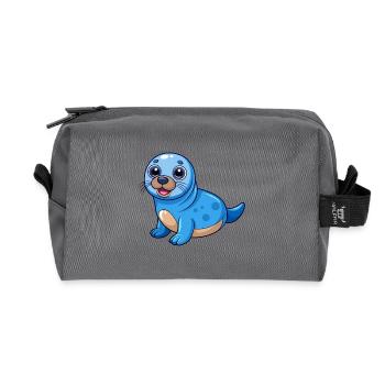 Seal Cute Mascot Cartoon Character Kawaii - Recycled Toiletry Zip Bag - anthracite - Front
