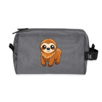 Sloth Cute Mascot Cartoon Character Kawaii - Recycled Toiletry Zip Bag - anthracite - Front