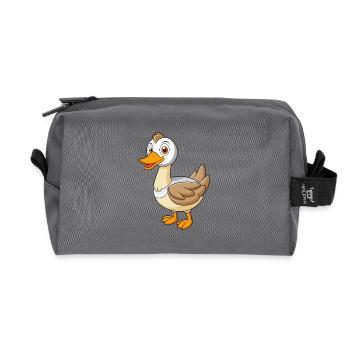Goose Cute Mascot Cartoon Character Kawaii - Recycled Toiletry Zip Bag - anthracite - Front