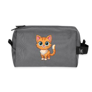 Cat Cute Mascot Cartoon Character Kawaii - Recycled Toiletry Zip Bag - anthracite - Front