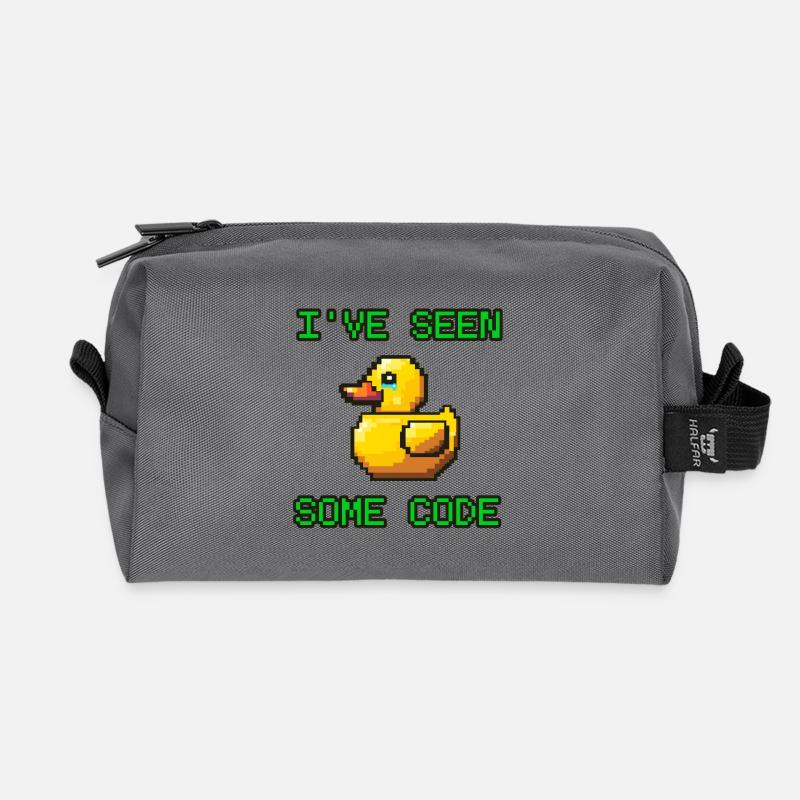 Pixel Duck I’ve Seen Some Code - Recycled Toiletry Zip Bag - anthracite
