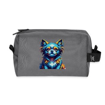 Chinese Imperial Dog Breed Colorful Cartoon Kawaii - Recycled Toiletry Zip Bag - anthracite - Front
