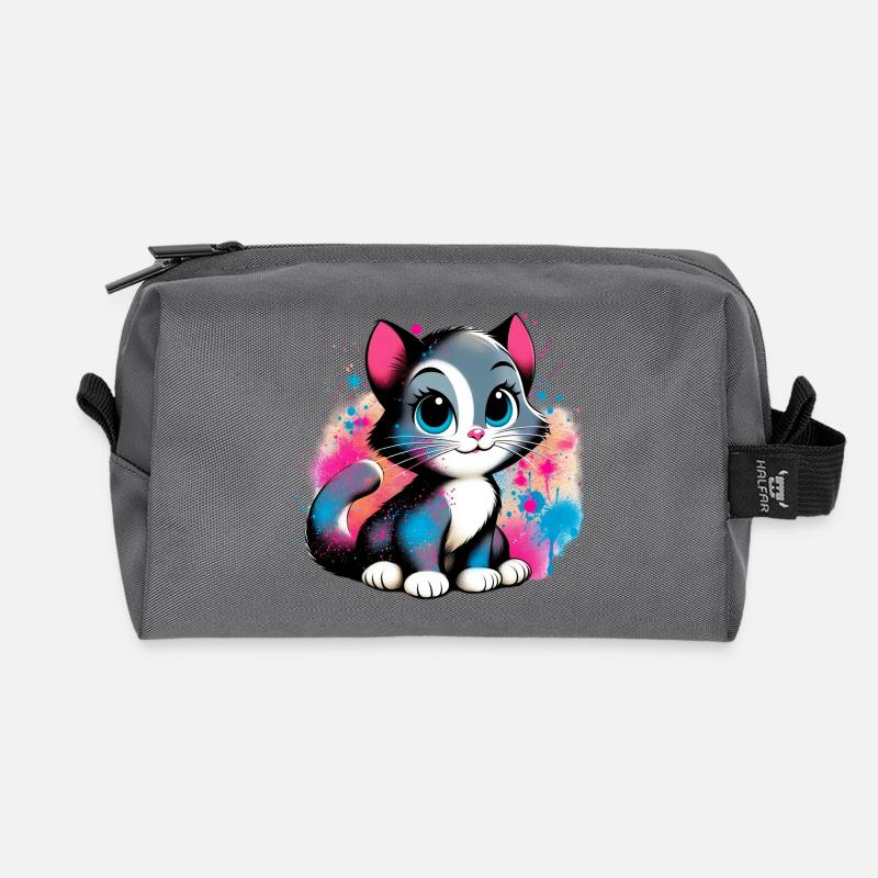 Katze - Recycelte Kulturtasche - Anthrazit