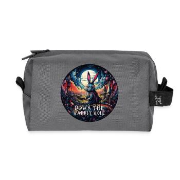Rabbit Alice in Wonderland Down the rabbit hole - Recycled Toiletry Zip Bag - anthracite - Front