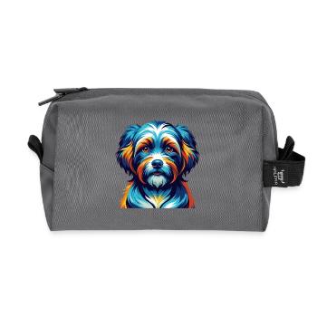 Race de chien havanais, dessin animé coloré, Kawaii - Trousse de toilette en tissu recyclé - anthracite - Devant