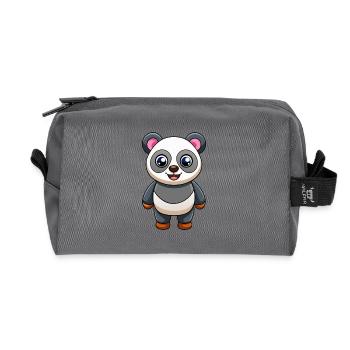 Panda Cute Mascot Cartoon Character Kawaii - Recycled Toiletry Zip Bag - anthracite - Front