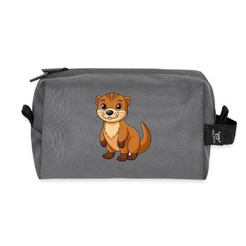 Otter Cute Mascot Cartoon Character Kawaii - Recycled Toiletry Zip Bag - anthracite - Front