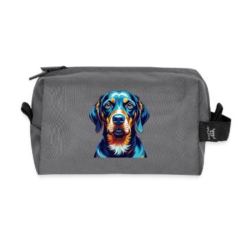 Noir Et Tan Coonhound Chien Race Dessin Animé Kawaii - Trousse de toilette en tissu recyclé - anthracite - Devant