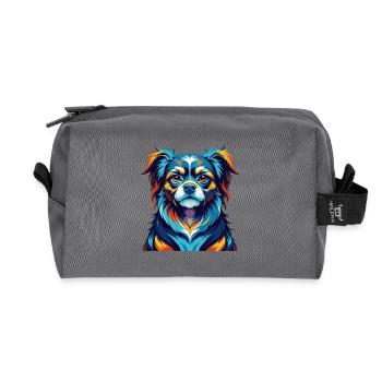 Chinese Imperial Dog Breed Colorful Cartoon Kawaii - Recycled Toiletry Zip Bag - anthracite - Front