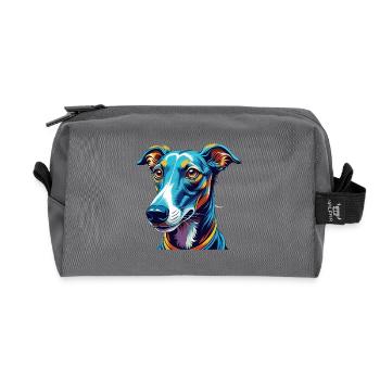 Greyhound Dog Breed Colorful Cartoon Kawaii - Recycled Toiletry Zip Bag - anthracite - Front