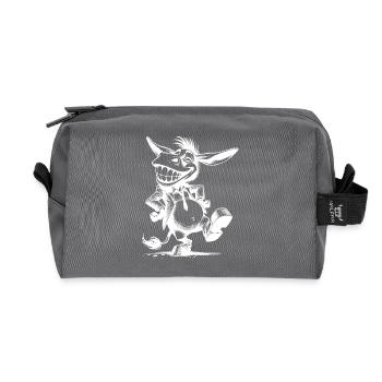 Grinning Donkey Long Eared Caricature Drawing - Recycled Toiletry Zip Bag - anthracite - Front
